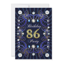 86th birthday party invite with masses of jewels