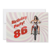 86th birthday party with a girl on a motorbike announcements