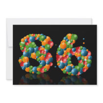 86th Birthday party, with bubbles and balls Personalized Announcement