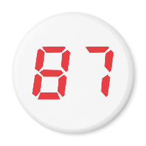 87 eighty-seven red alarm clock digital number magnets