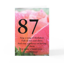87th Birthday Card