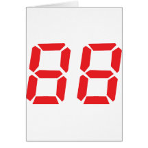 88 eighty-eight red alarm clock digital number greeting card