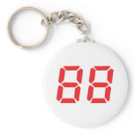 88 eighty-eight red alarm clock digital number keychain