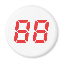 88 eighty-eight red alarm clock digital number magnets