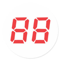 88 eighty-eight red alarm clock digital number stickers