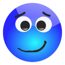 88-Free-3D-Apprehensive-Smiley-Face-Clipart-Illust Round Sticker