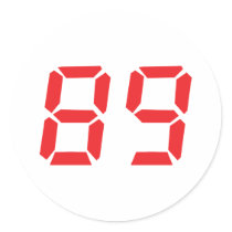 89 eighty-nine red alarm clock digital number stickers
