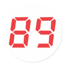 89 eighty-nine red alarm clock digital number stickers