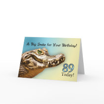 89th Birthday card with a smiling alligator
