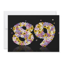 89th Birthday party, with flowered letters Invites