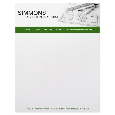 8.5x11 Green Architectural Blue Print Letter Head Letterhead by AnnLeeDesigns