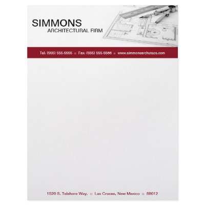 8.5x11 Red Architectural Blue Print Letter Head Letterhead Template by AnnLeeDesigns