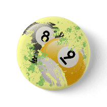 8 AND 9 BILLIARD BALLS PINBACK BUTTON