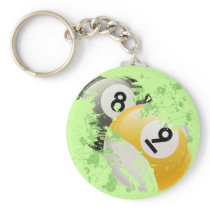 8 AND 9 BILLIARD BALLS KEY CHAIN