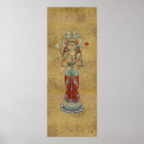 8 Arm Guan Yin Crackle Background Art Print posters