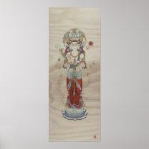 8 Arm Guan Yin Doug Fir Background Art Print posters