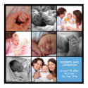 8 baby photo modern collage blue black border print
