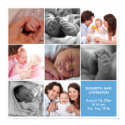 8 baby photo modern collage blue white border print