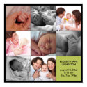 8 baby photo modern collage green black border print