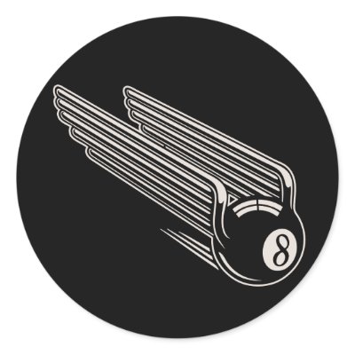 8-Ball - Aero Wings Round Sticker by kbilltv