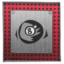 8 ball; Faux Brushed Aluminum; Red