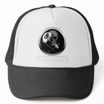 8 Ball Skull and Crossbones Mesh Hat