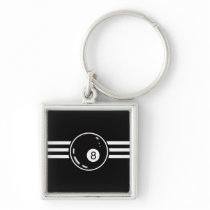 8 Ball White Stripes Key Chains