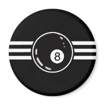 8 Ball White Stripes Refrigerator Magnet