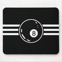 8 Ball White Stripes Mousepads