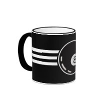 8 Ball White Stripes Coffee Mugs