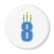 8 Birthday Candles (Blue / Green) Refrigerator Magnet