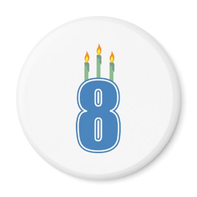 8 Birthday Candles (Blue / Green) Refrigerator Magnet by LushLaundry