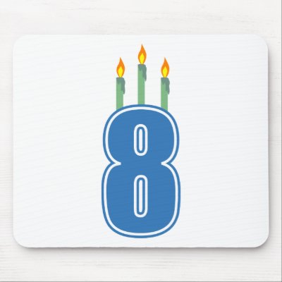 8 Birthday Candles (Blue / Green) Mouse Pads by LushLaundry