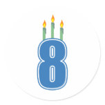 8 Birthday Candles (Blue / Green) Stickers