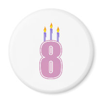 8 Birthday Candles (Pink / Purple) Magnet