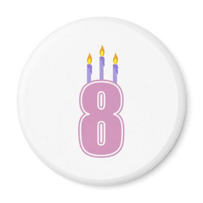 8 Birthday Candles (Pink / Purple) Magnet by LushLaundry