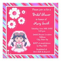 8-bit Bride - Pink Bridal Shower invitations