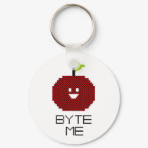 8-Bit Byte Me Cute Apple Pixel Art keychains