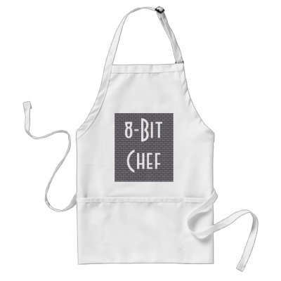 8-Bit Chef, Grey Brick Aprons by HaynzDesigns