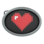 8 Bit Heart Oval Belt Buckles