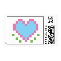 8 Bit Heart Postage Stamp
