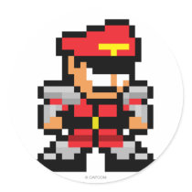 8-Bit M. Bison Round Stickers