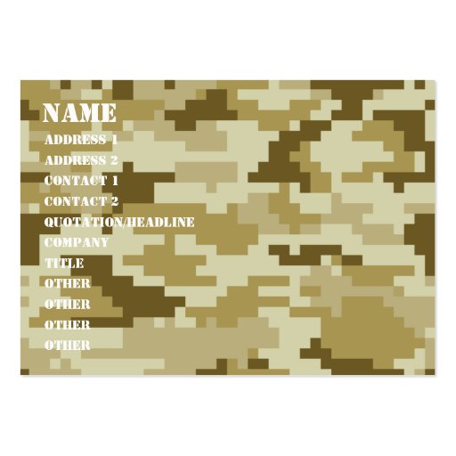 8 Bit Pixel Desert Camouflage Business Cards (front side)