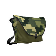 8 Bit Pixel Woodland Camouflage Courier Bags