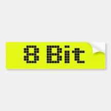8 Bit Pixelated Yellow/Black Bumper Stickers