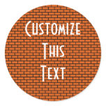8-Bit Retro Brick, Orange Round Stickers