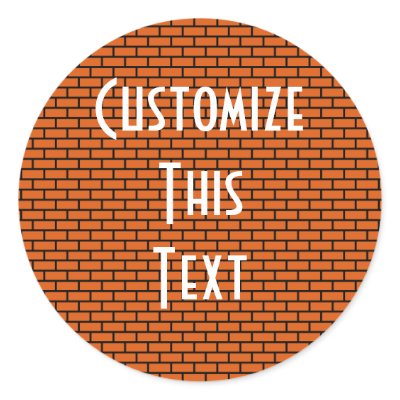 8-Bit Retro Brick, Orange Round Stickers by HaynzDesigns