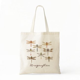 8 different dragonflies canvas bags