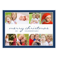 8 Photo Collage Holiday Photocard - Navy