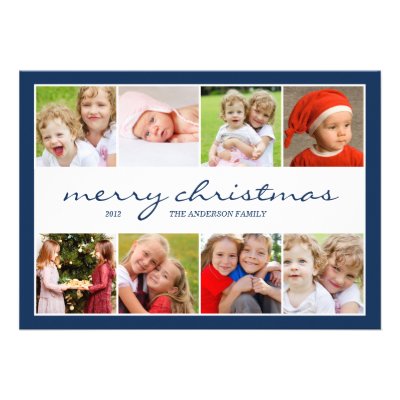 8 Photo Collage Holiday Photocard - Navy